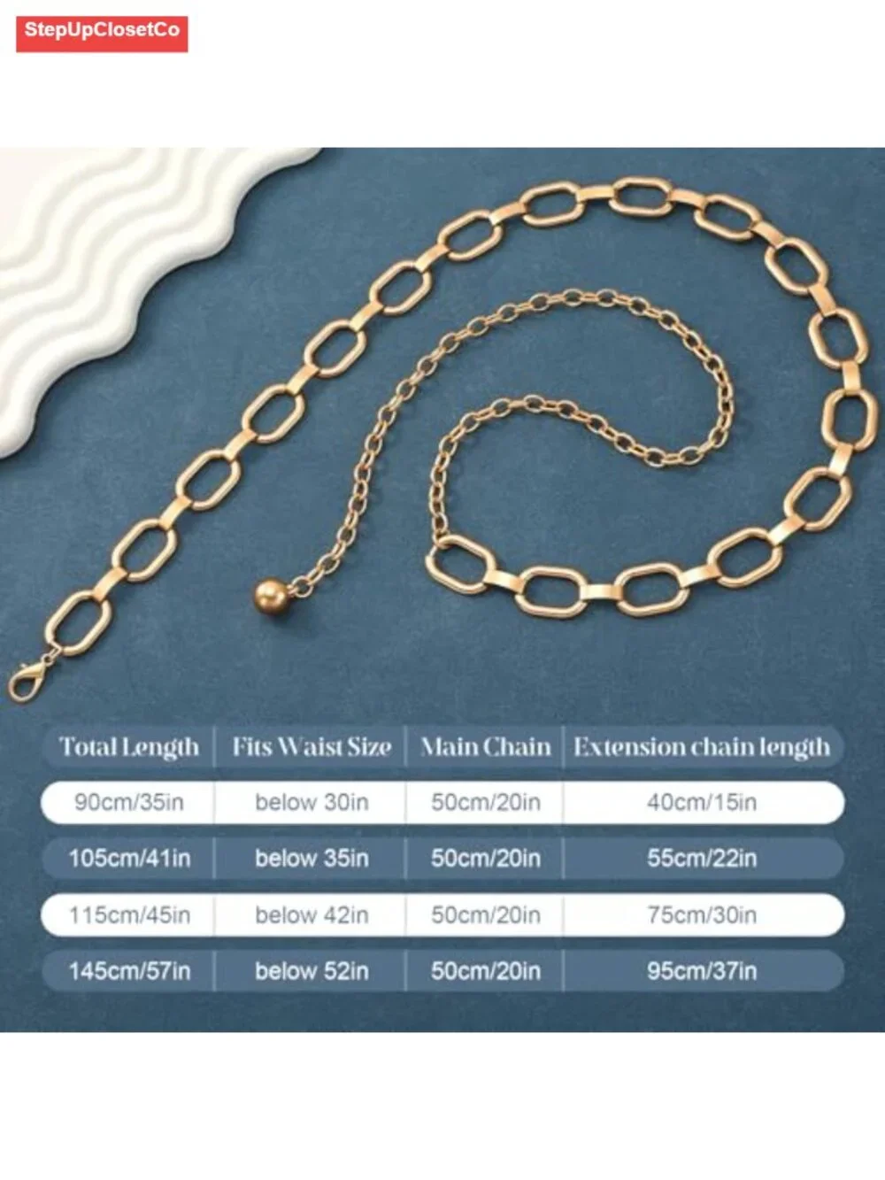 Fashion Chain Belt for Women, Clunky Link Metal Waist Belt for Dresses